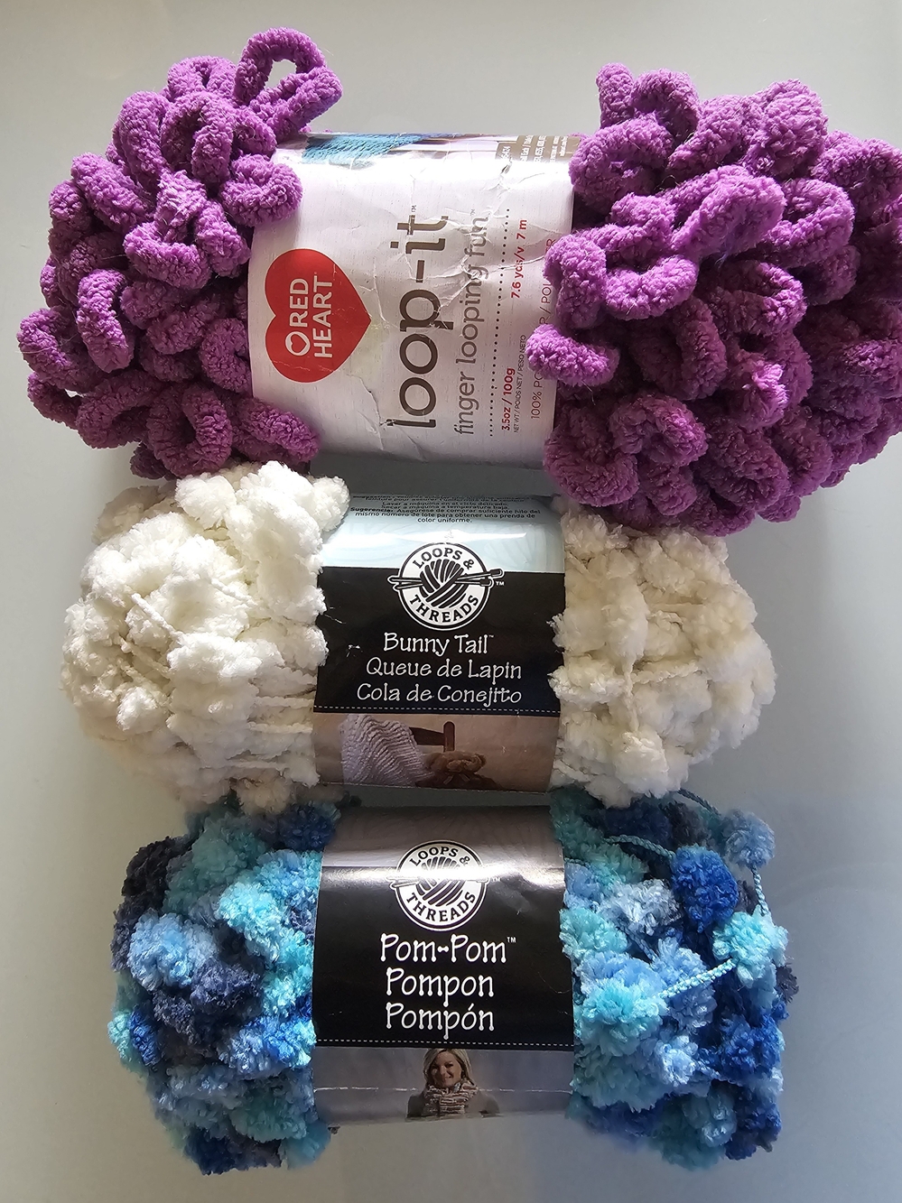 Red Heart & Loops & Threads Novelty Yarn Lot - 3 Skeins